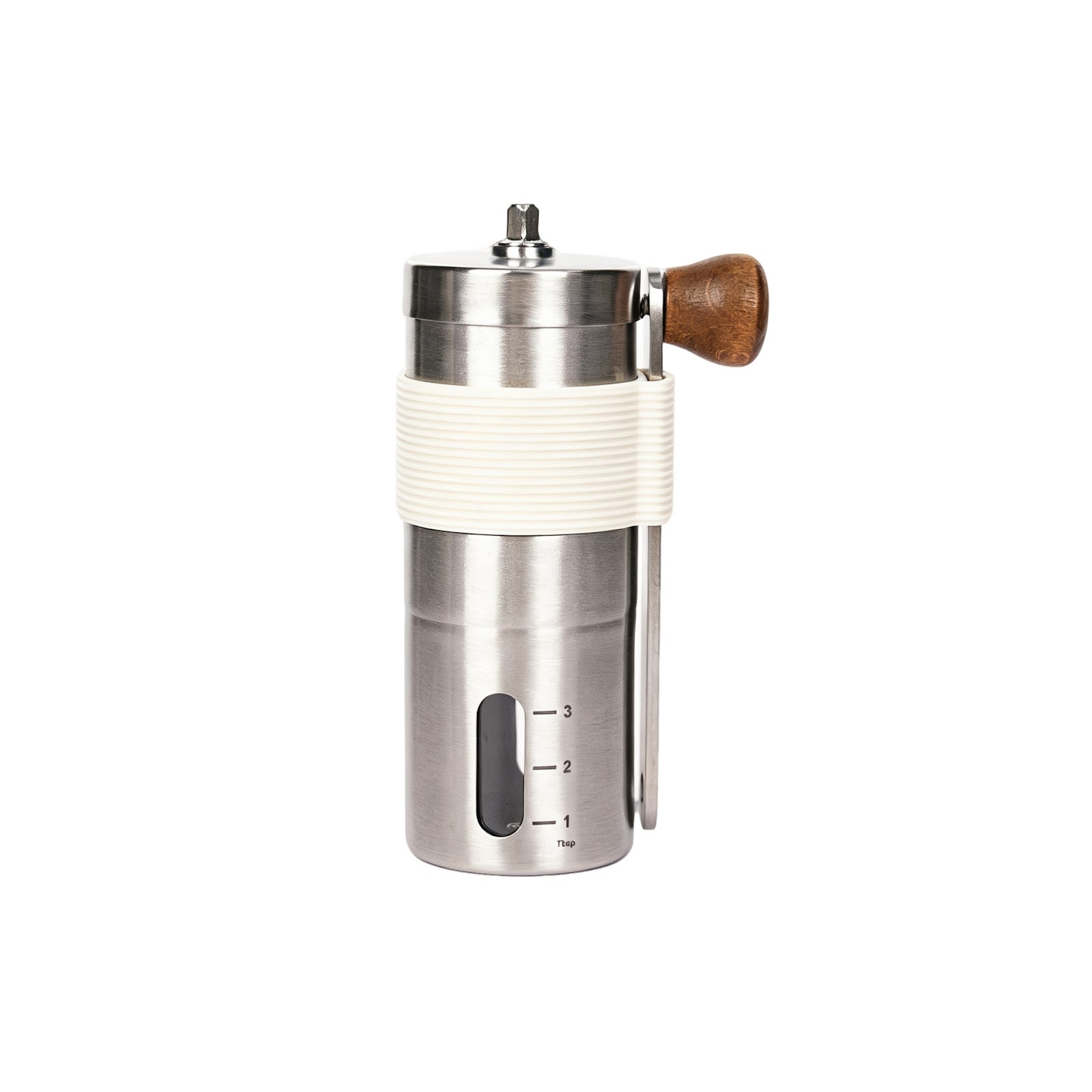 Stainless steel hand coffee grinder with ceramic grinding mechanism