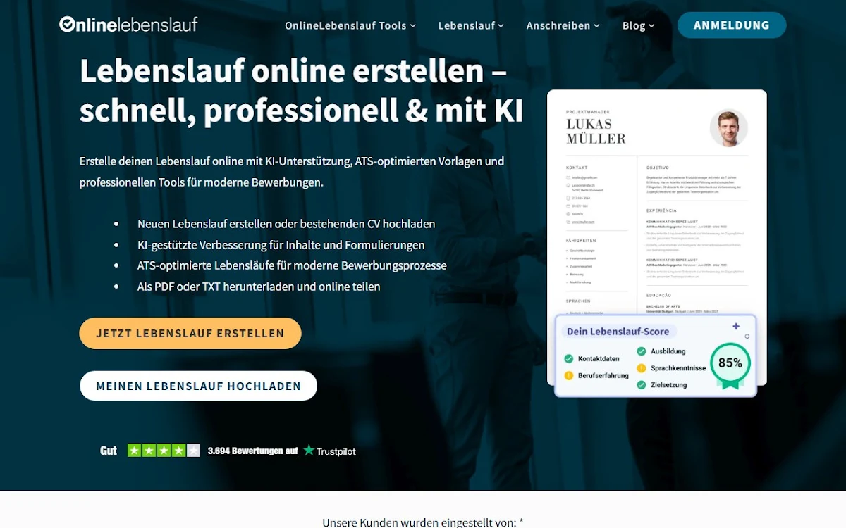 Captura de Online Lebenslauf