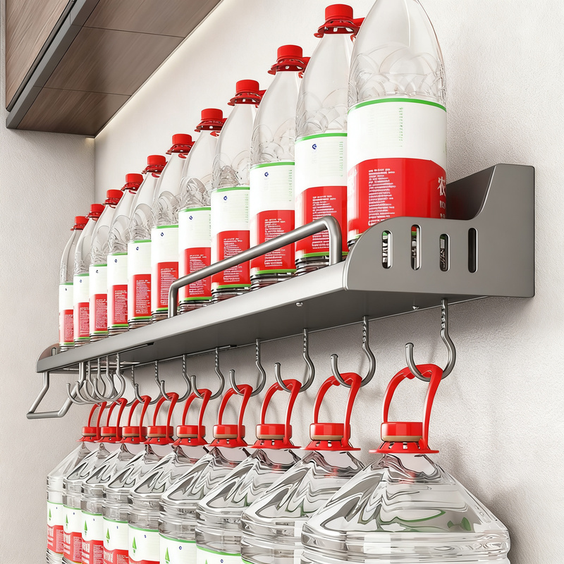 Wall shelf for kitchen, aluminum, no drilling