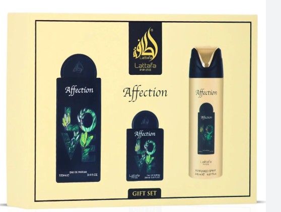ESTUCHE LATTAFA PRIDE AFFECTION UNISEX 3PZS 100ML EDP + 20 ML  EDP + SPLASH
