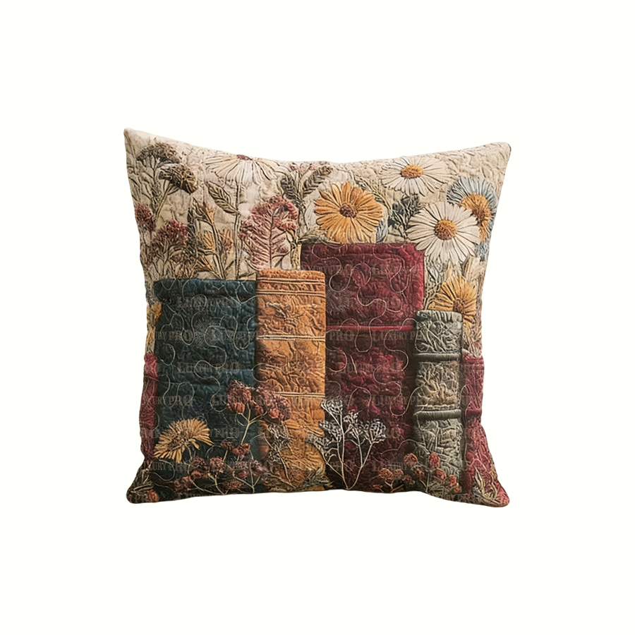 Free-stitched Quilted Pillow with Insert