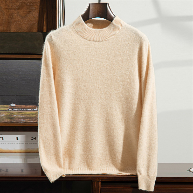 Men's cashmere sweater, 100% cashmere, stand-up collar