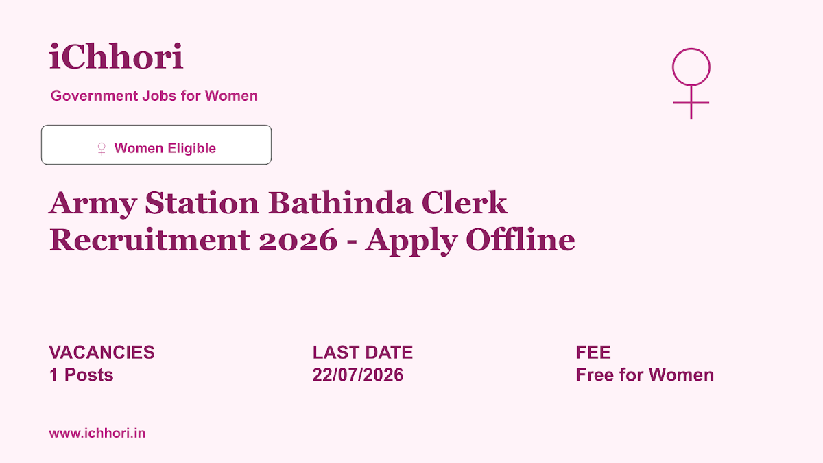 Army Station Bathinda Clerk Recruitment 2026 - Apply Offline - iChhori