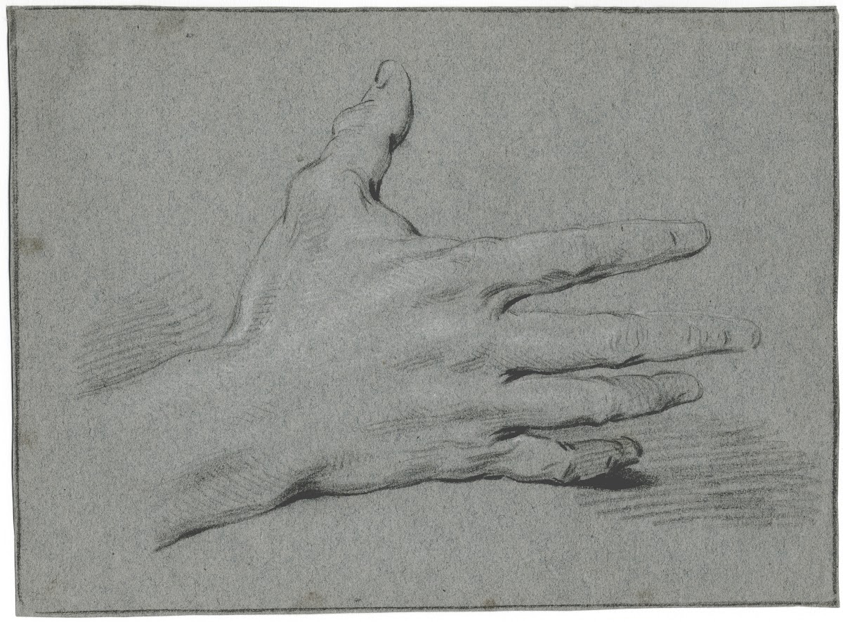 Study of a hand with stretched fingers