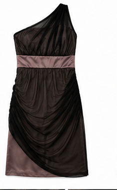 Rochii - Rochie Amisu 36 (XS-S) negru cu mauve, model pe un umăr
