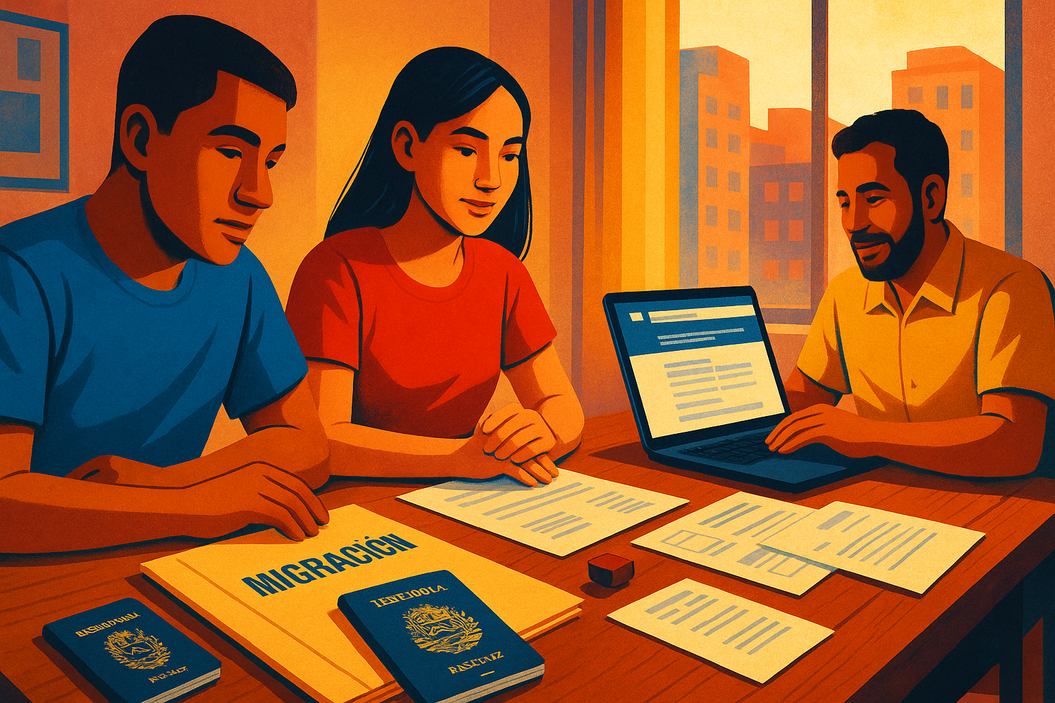 venezolanos en el exterior organizando documentos y apostilla de La Haya en carpeta migratoria