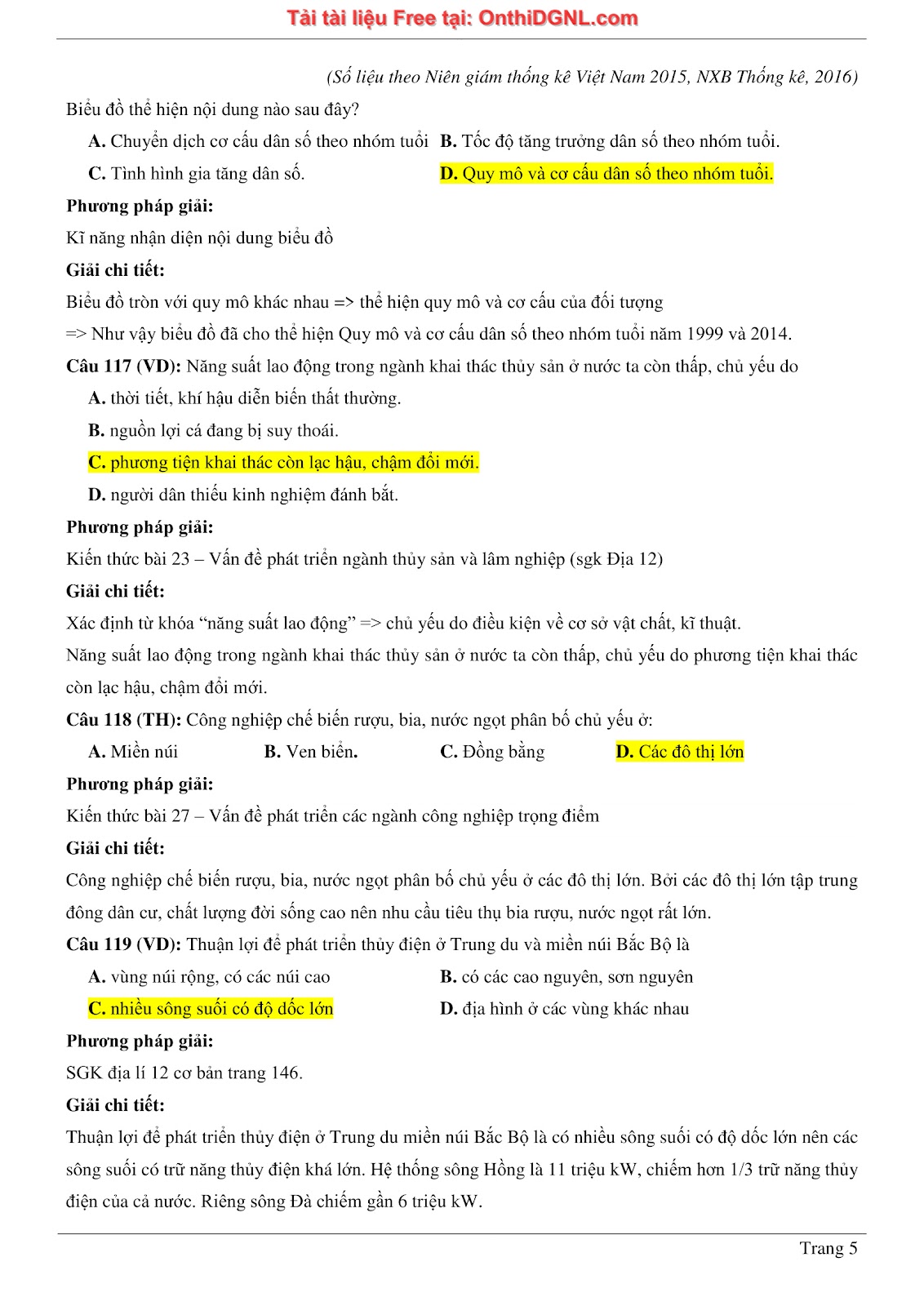 150bài tập môn Địa Lý - Ôn thi ĐGNL ĐHQG TP hà nội Phần 1