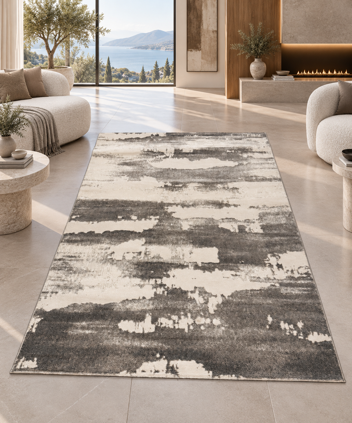 Charcoal Abstract Area Rug