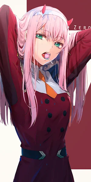 Zero Two, Darling in the Franxx, Anime, Pink Hair 2K iPhone Wallpaper Background