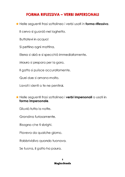 Anteprima della prima pagina: Forma riflessiva - verbi impersonali