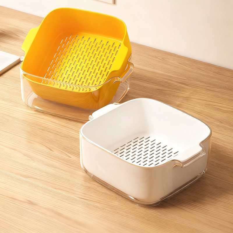 Double-layer colander, plastic, large size