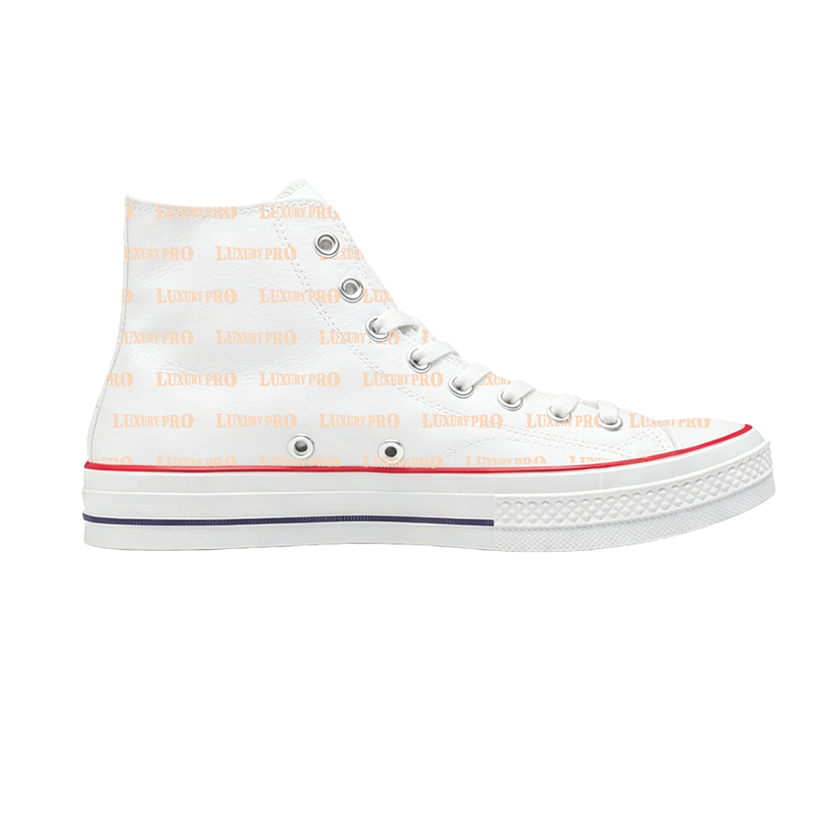 High-Top Canvas Shoes - Red Stitching
