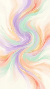 Abstract Swirling Pastel Dreamscape in Lavender Mint and Peach