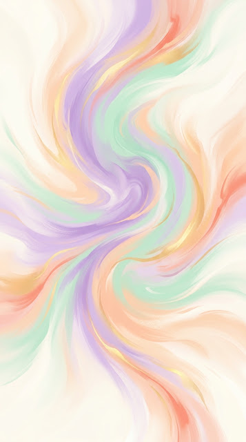Abstract Swirling Pastel Dreamscape in Lavender Mint and Peach - Free mobile Wallpaper