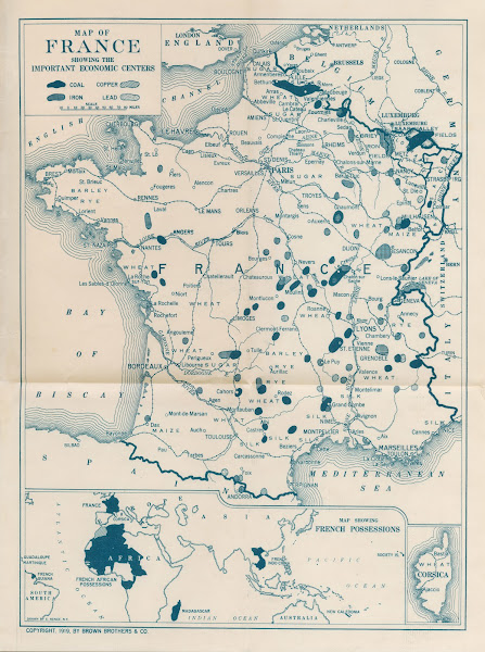 Map Of France Showing The Important Economic Centers 1919