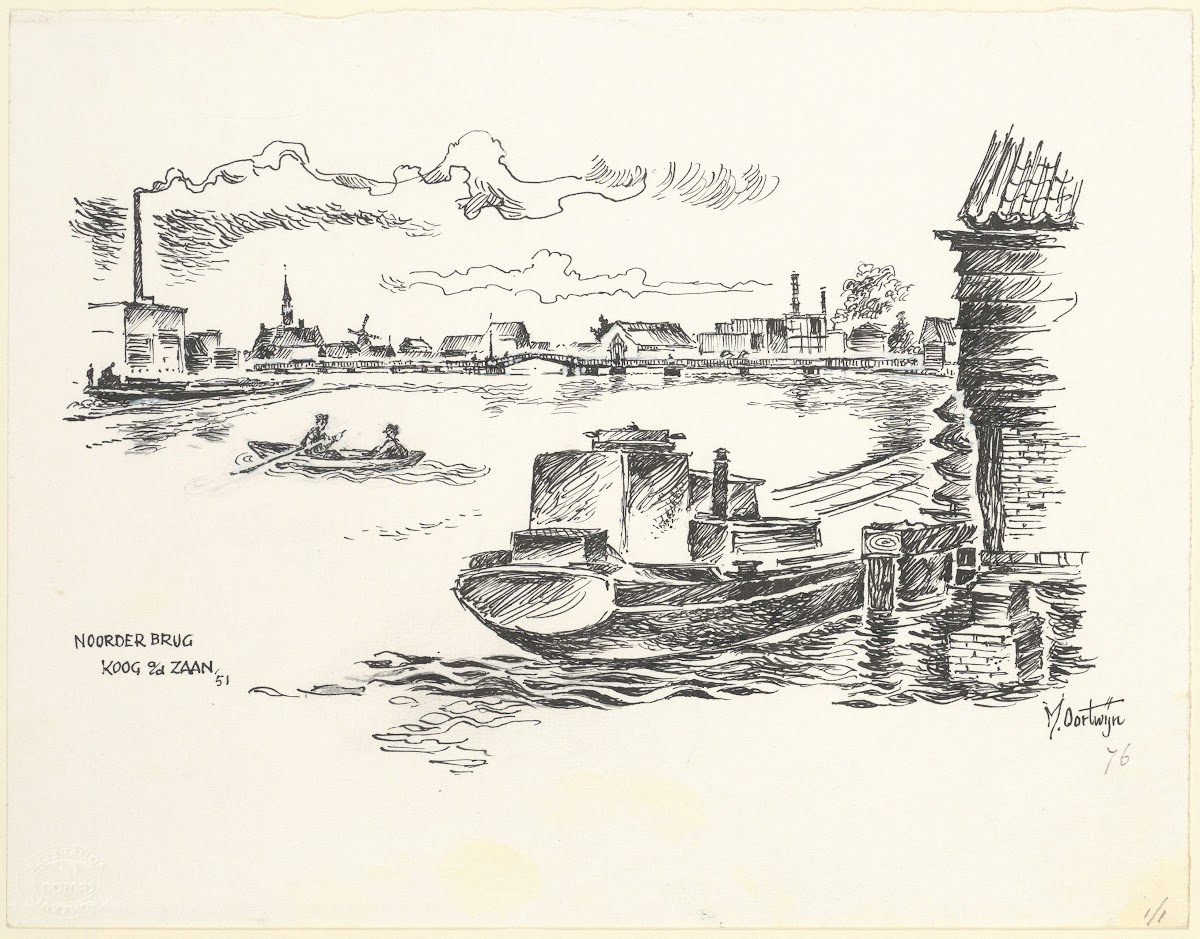 Gezicht op de Noorderbrug te Koog aan de Zaan 1951