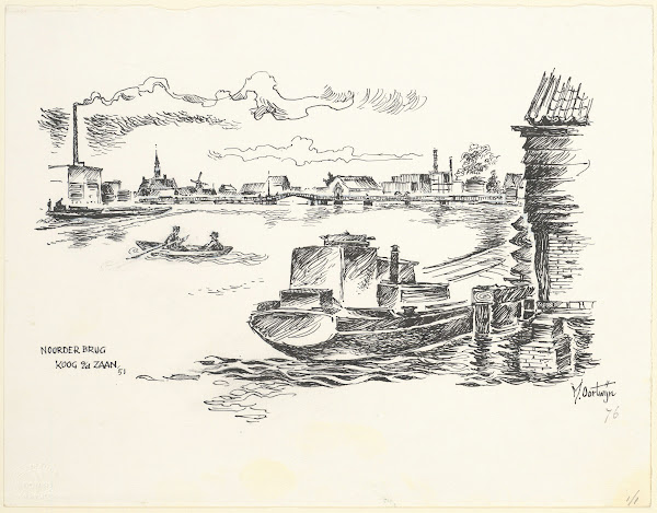 Gezicht op de Noorderbrug te Koog aan de Zaan 1951