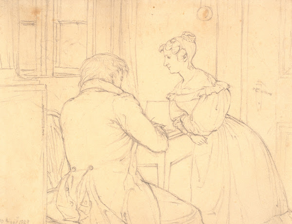 Maleren CDGebauer tegner for Jomfru Margrethe Hahn 1829