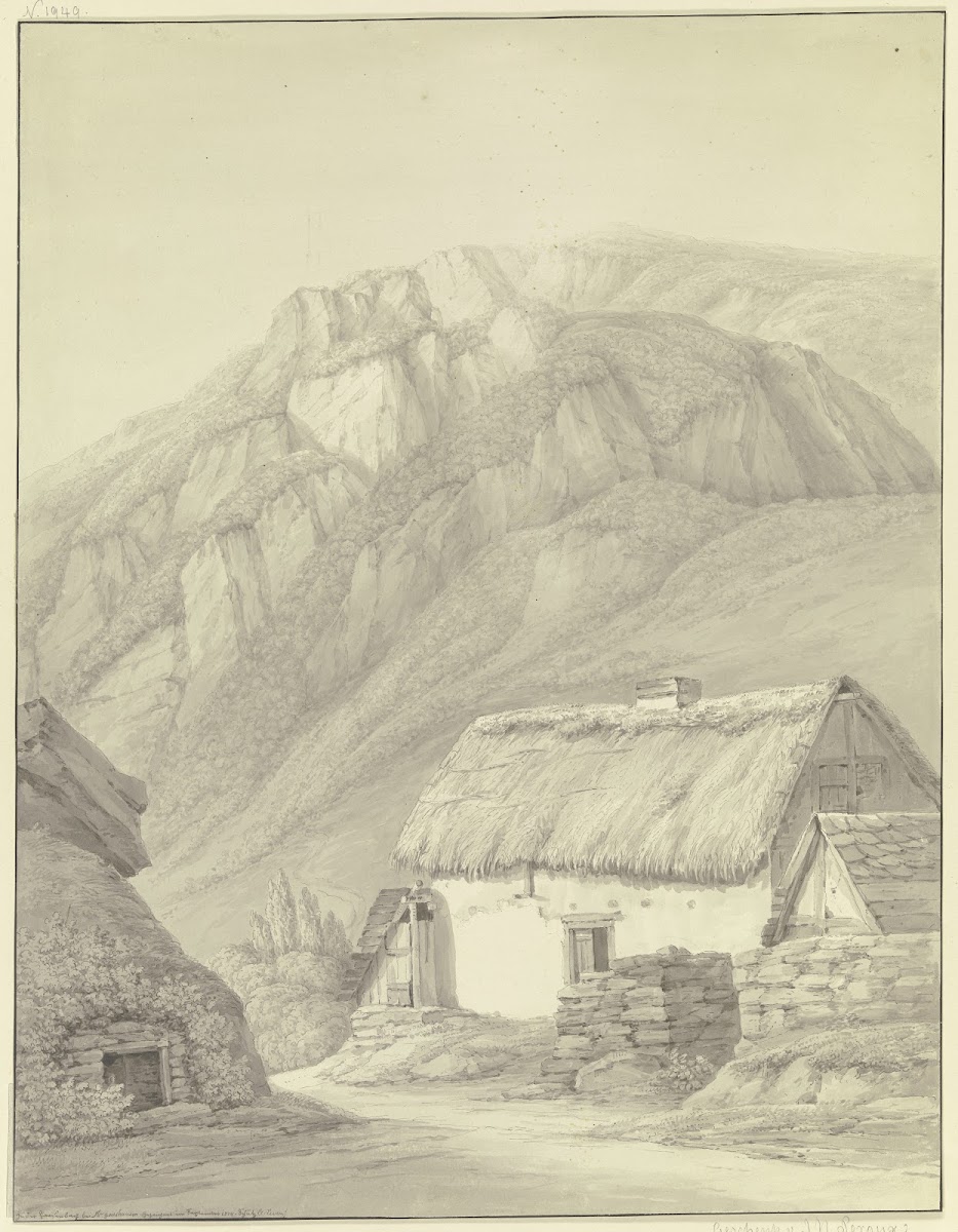 Strohhaus vor einer felsigen Berghöhe 1804