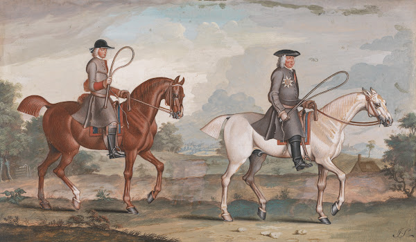 George Montague first Earl of Halifax on His White Hunter Ironside With His Groo