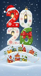 Cartoon Christmas Village 2026 New Year Illustration