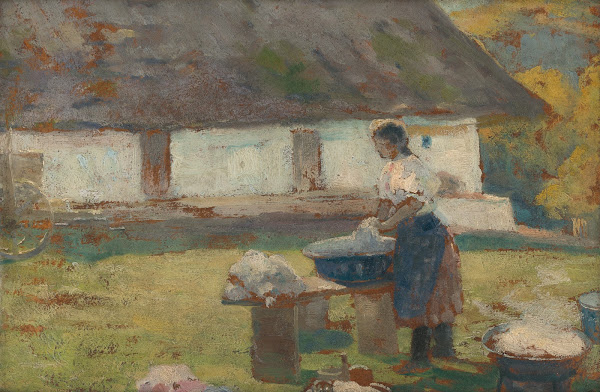 Práčka pred stromom 19101915