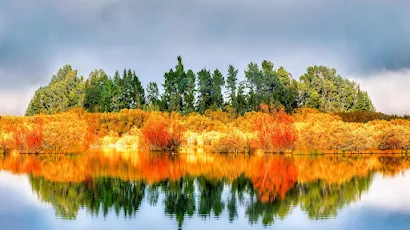 Lake, Reflection, Autumn, Landscape 4K Wallpaper Background