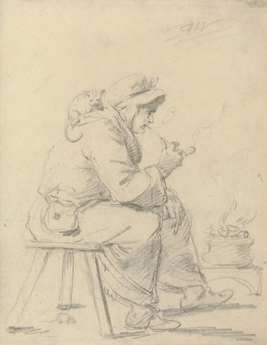 An Old Woman Smoking a Pipe