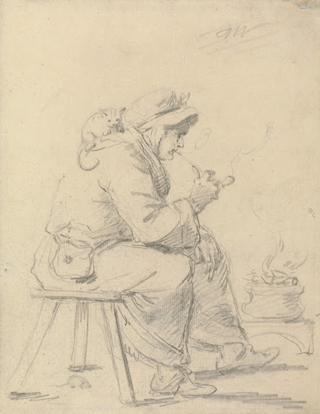 An Old Woman Smoking a Pipe