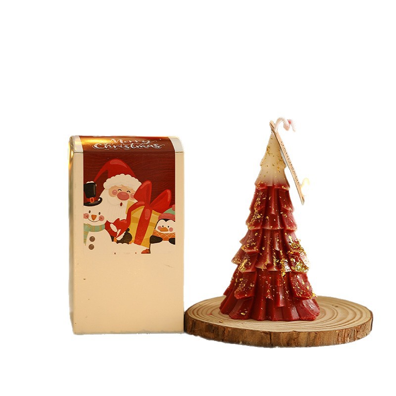 Duftkerze Weihnachtsbaum aus Sojawachs mit Blattgold