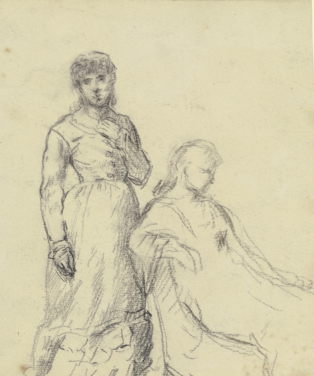 Sitzende und Stehende aus der Vorbereitung zum Kostümball ca 1879 1880