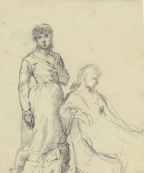 Sitzende und Stehende aus der Vorbereitung zum Kostümball ca 1879 1880