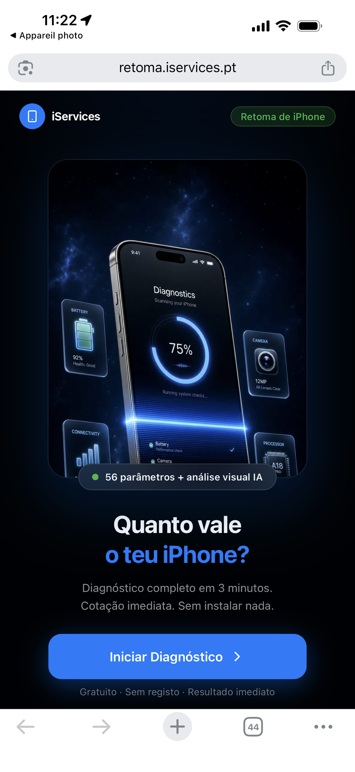 iServices lança simulador com IA que faz 56 testes ao smartphone para calcular valor de retoma