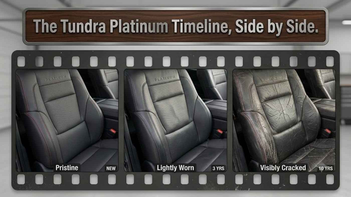 Leather front seats in a 2027 Toyota Tundra Platinum still looking factory-fresh