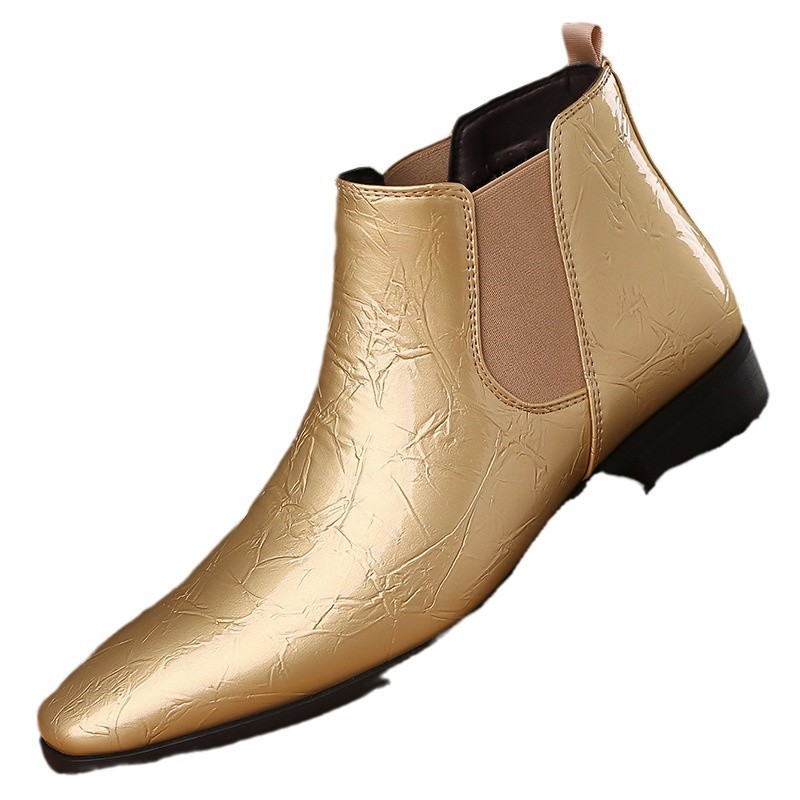 Men's Chelsea Boots, pointed toe, PU leather, flat heel