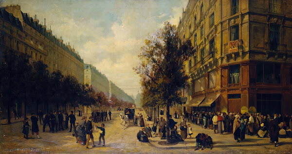 Queue à la porte dune épicerie angle de la rue Réaumur et du boulevard Sébastopo