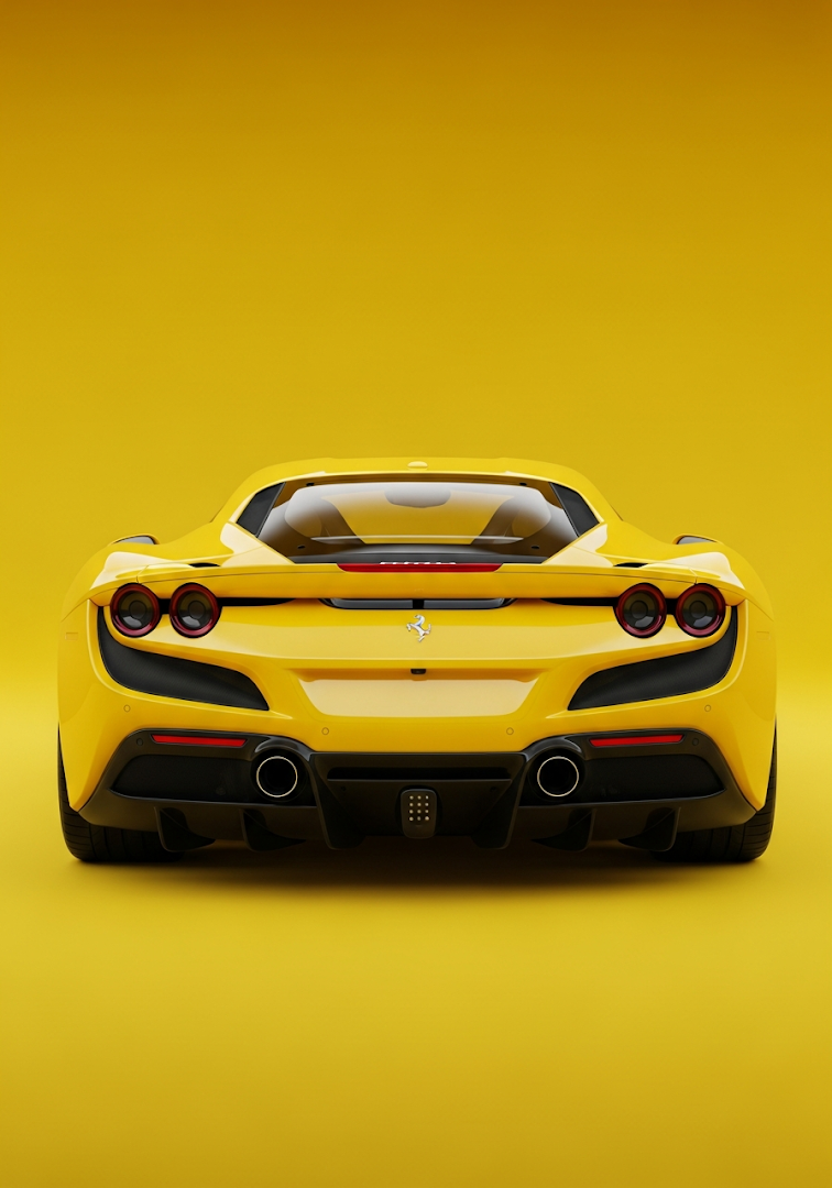 Yellow Ferrari Minimalist Rear