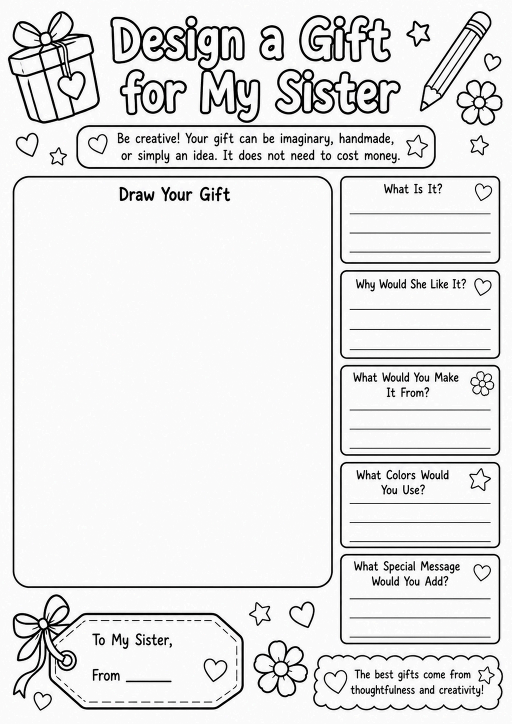 Design a Gift for My Sister Worksheet