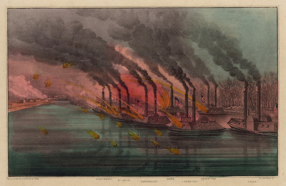 Bombardment and capture of Fort Henry Tenn By the federal gunboats under command
