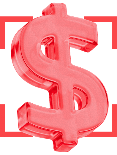 Símbolo do cifrão em cor vermelha, representando recuperação de caixa