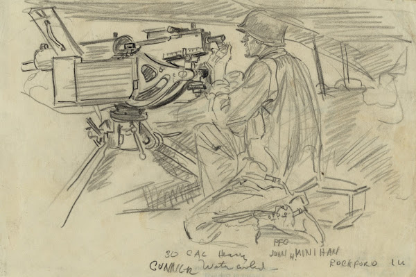 PFC John H Minihan Rockford Ill 30 cal heavy water cooled gunner 1942