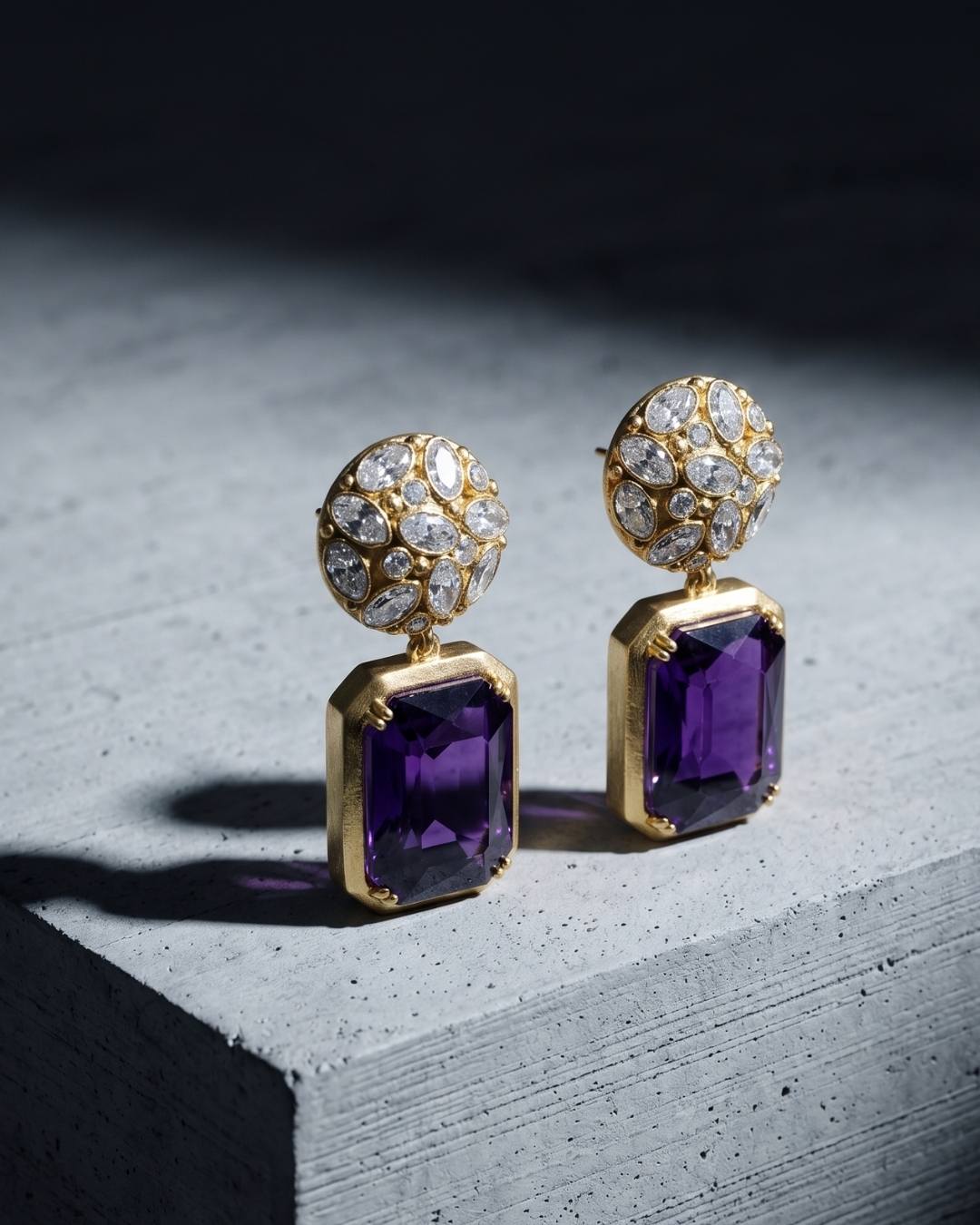 Monolith Amethyst Dome Earrings