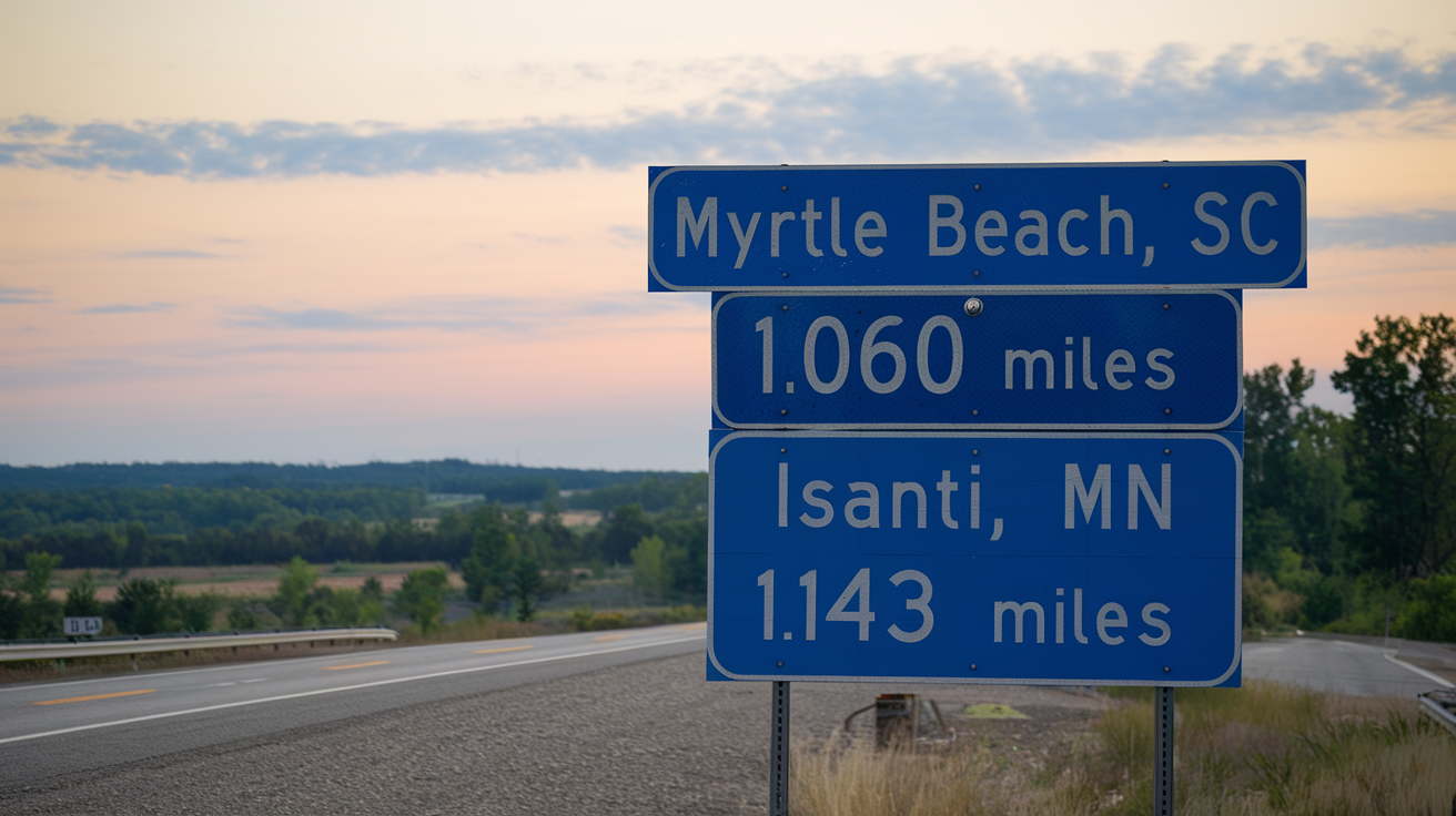 Distance from Myrtle Beach, SC to Isanti, MN & Travel Tips