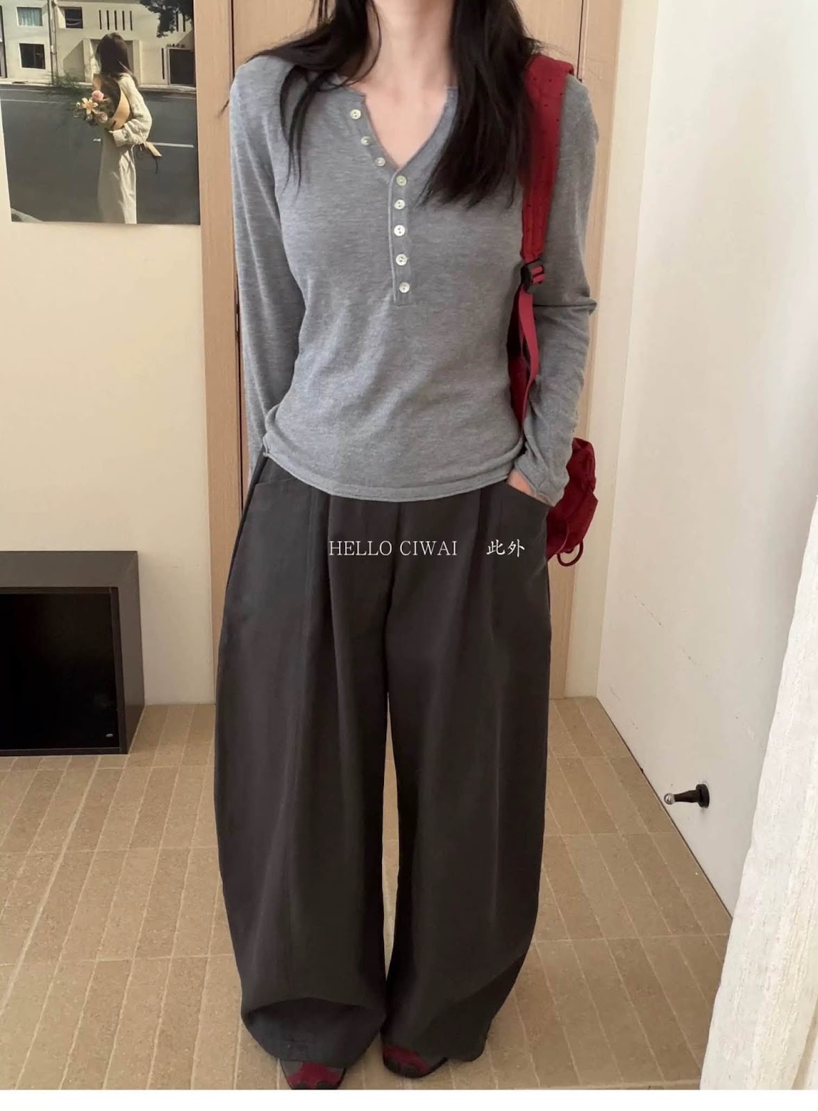 Áo len dài tay cổ V nút trơn XONXEN SHOP 6802