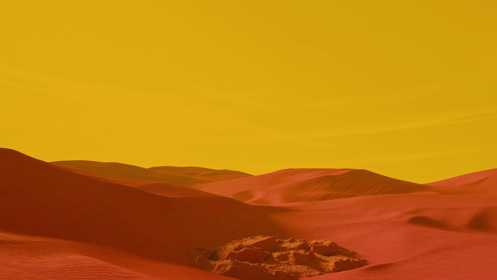 Red Desert Dunes Under Yellow Sky - 3D Digital Art 5K Wallpaper (5600x3150)