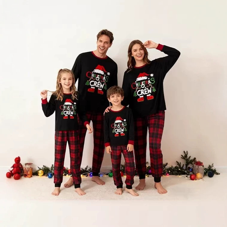 Christmas family pajama set in plaid pattern
