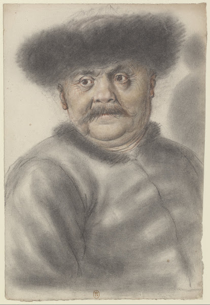 Homme coiffé dun bonnet de fourrure de face