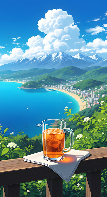 Iced Tea Over Coastal Mountain Vista - Free mobile Wallpaper