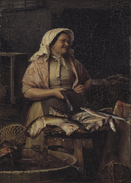 En kone der sælger fisk 1875