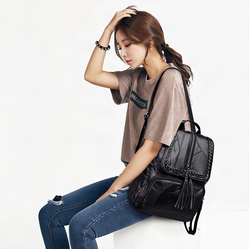 Women's PU leather backpack, 20–35 L, model 2066